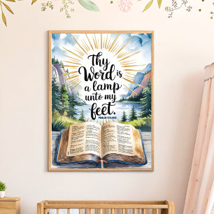 Dein Wort ist eine Lampe Christliche Kinderzimmer- Poster