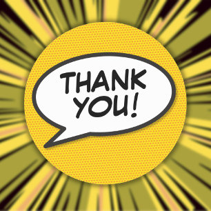 Deine Danke-Spruchblase Lustiger Comic Runder Aufkleber