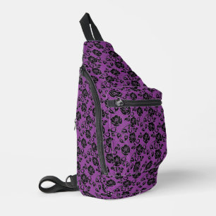 Deine Farben Faux Schwarze Spitze Rose Fischernetz Crossbody Bag
