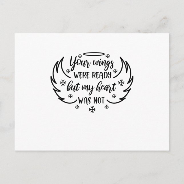 Deine Flügel waren bereit, aber mein Herz war nich Ankündigungspostkarte (Vorderseite)