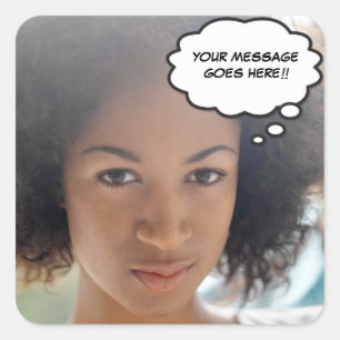 Deine Foto-Botschaft Lustige Retro-Comic- Pop-Art Quadratischer Aufkleber