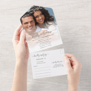 Deine Foto Einfache Moderne Lichterkette Hochzeit All In One Einladung