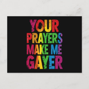 Deine Gebete machen mich gayer Regenbogen-Stolz-Fl Postkarte