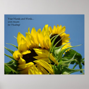 Deine Hände und Worte für Heilung! Kunstprint Blum Poster