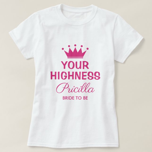 Deine Hoheit lustige rosa Prinzessin Kronbrigade z T-Shirt (Design vorne)
