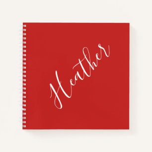Deine individuelle weiße Schrift auf Rot Notizbuch