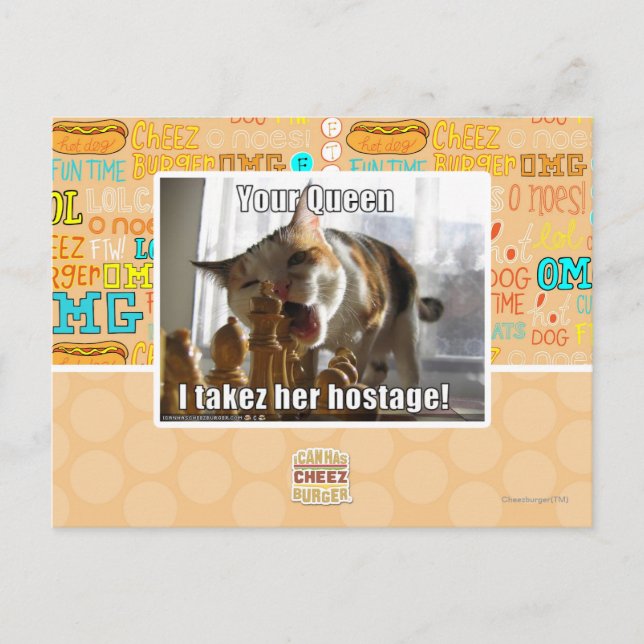 Deine Königin, ich nehme ihre Geisel Postkarte (Vorderseite)