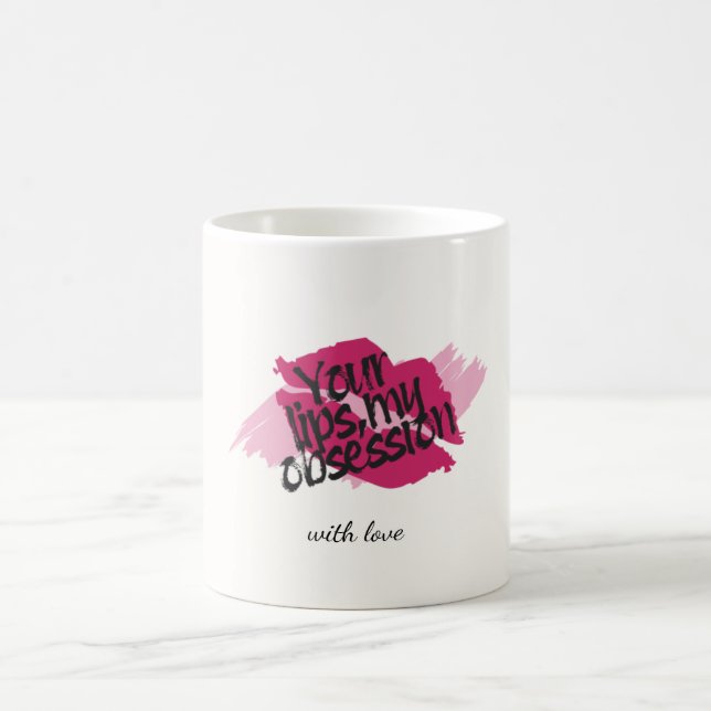 Deine Lippen, meine Obsession – Romantisches rosa  Kaffeetasse (Mittel)