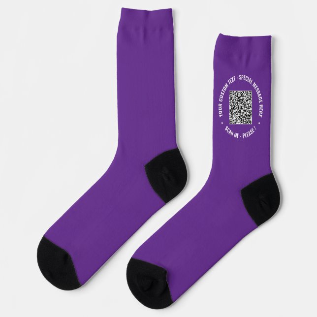 Deine lustigen QR-Code- und benutzerdefinierten Te Socken (Linkes Detail)