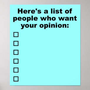 Deine Meinung Liste Lustiges Poster Schild