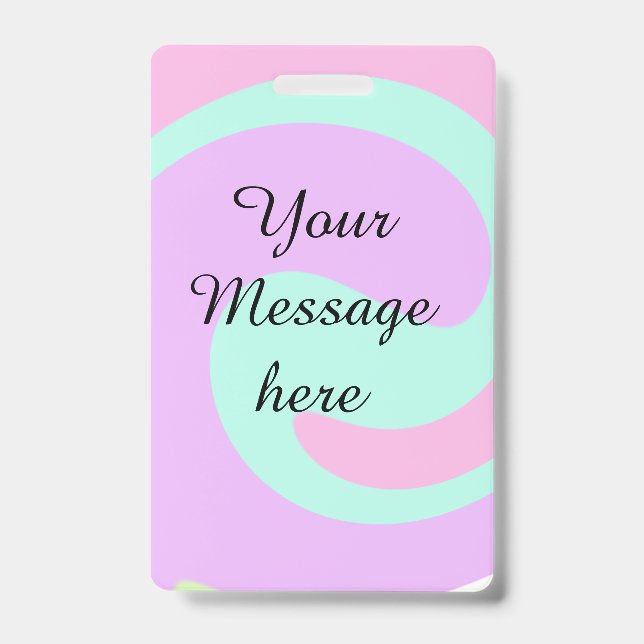 Deine Nachricht hier Textname Monogramm rosa Paste Ausweis (Vorderseite)