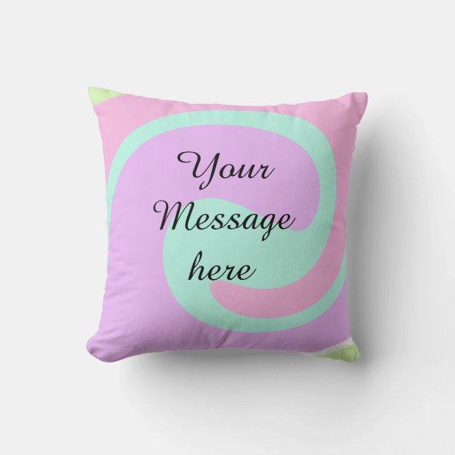 Deine Nachricht hier Textname Monogramm rosa Paste Kissen (Vorderseite)