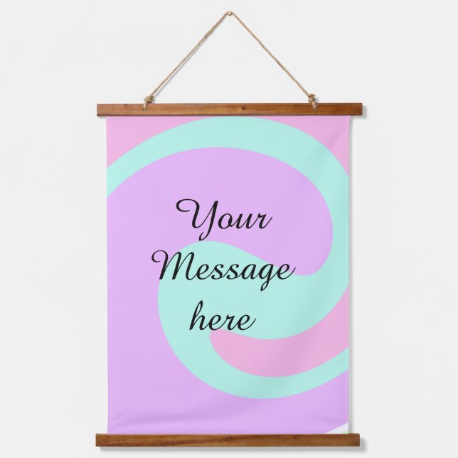 Deine Nachricht hier Textname Monogramm rosa Paste Wandteppich Mit Holzrahmen (Vorderseite)