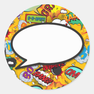 Deine Nachrichten-Sprechblase Spaß Retro-Comicbuch Runder Aufkleber