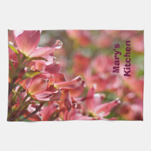 Deine Namen Küchen Rosa Dogwood Blumen Floral Geschirrtuch
