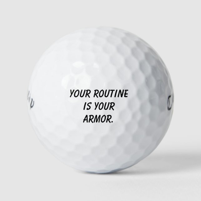 'Deine Routine ist deine Rüstung' Motivationsgesch Golfball (Vorderseite)