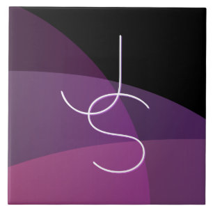 Deine überlappenden Initialen Modern Lila & Pink Fliese