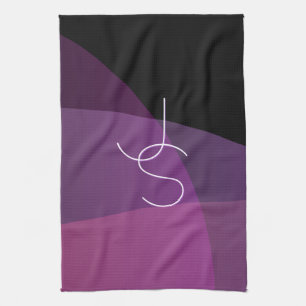 Deine überlappenden Initialen Modern Lila & Pink Geschirrtuch