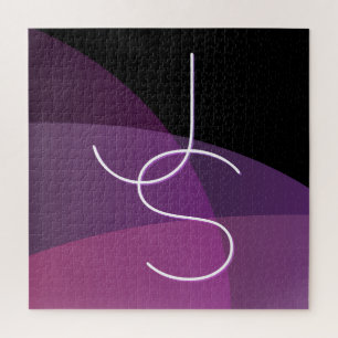 Deine überlappenden Initialen Modern Lila & Pink Puzzle