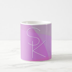 Deine überlappenden Initialen Moderne rosa Geome Kaffeetasse