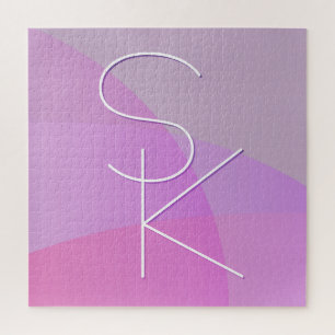 Deine überlappenden Initialen Moderne rosa Geome Puzzle