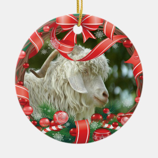 DEINE ZIEGE Fotos Weihnachtskranz Keramik Ornament (Vorne)