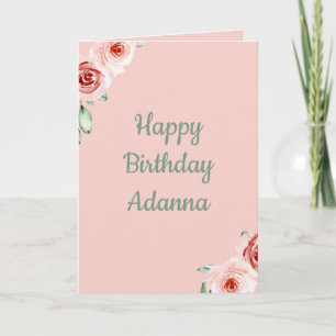 Deinen Geburtstag mit rosa Wasserfarbe Floral feie Karte