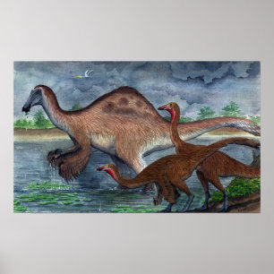 Deinocheirus und Gallimimus Druck Poster