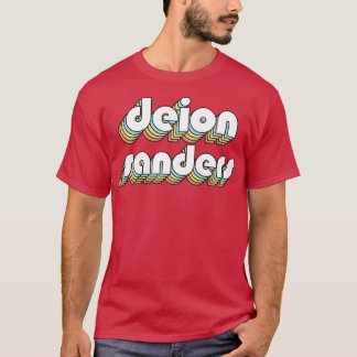 Deion Sanders Retro Rainbow Typografie Faded Style T-Shirt