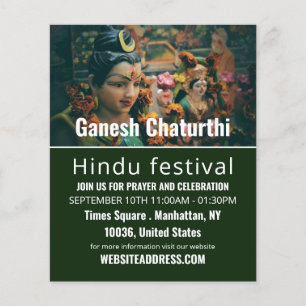 Deity God Statue, Hindu Event Advertising Flyer