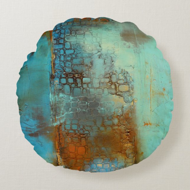 Deja Blue Rundes Kissen (Vorderseite)