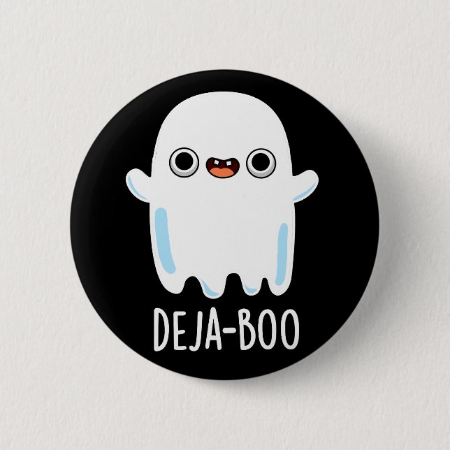Deja Boo Funny Ghost Pun Dark BG Button (Vorderseite)