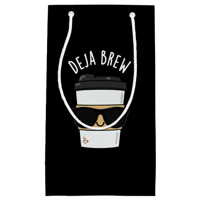 Deja Brew Funny Coffee Pun Dark BG Kleine Geschenktüte (Vorderseite)