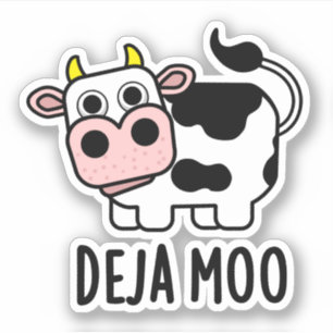 Deja Moo Funny Cow Pun Aufkleber