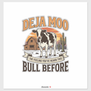 Deja Moo Lustige Kuh Western Vintage-Shirt-Design_ Aufkleber