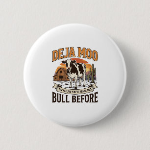 Deja Moo Lustige Kuh Western Vintage-Shirt-Design_ Button