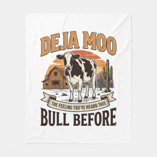 Deja Moo Lustige Kuh Western Vintage-Shirt-Design_ Fleecedecke