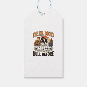 Deja Moo Lustige Kuh Western Vintage-Shirt-Design_ Geschenkanhänger