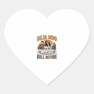 Deja Moo Lustige Kuh Western Vintage-Shirt-Design_ Herz-Aufkleber