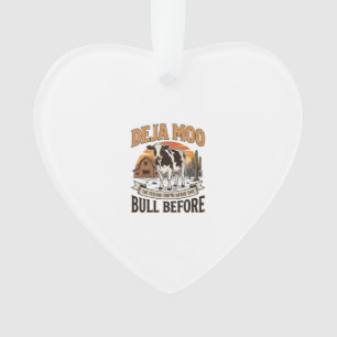 Deja Moo Lustige Kuh Western Vintage-Shirt-Design_ Ornament