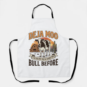 Deja Moo Lustige Kuh Western Vintage-Shirt-Design_ Schürze