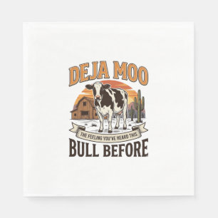 Deja Moo Lustige Kuh Western Vintage-Shirt-Design_ Serviette