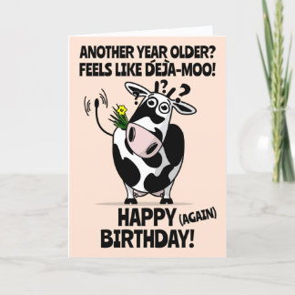 DeJa-Moo! Niedlicher Cartoon Kuh Happy Geburtstag Karte