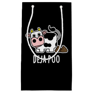 Deja Poo Funny Cow Gekackt Pun Dark BG Kleine Geschenktüte