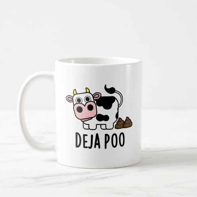 Deja Poo Funny Cow Kack Pun Kaffeetasse (Links)