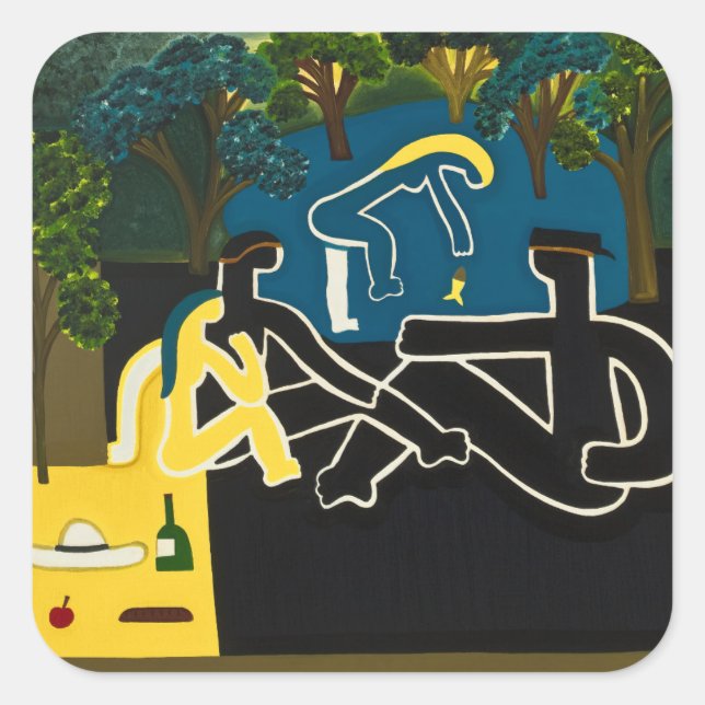 Dejeuner sur l'herbe quadratischer aufkleber (Vorderseite)