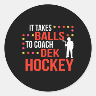 Dek Hockey Coach Runder Aufkleber