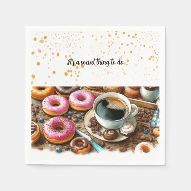 Dekadent Donuts und Kaffee Sozialpapier Napkins Serviette (Vorderseite)