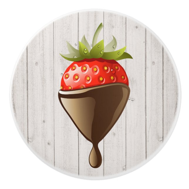 Dekadent Erdbeere in Schokoladenziehern Keramikknauf (Vorderseite)