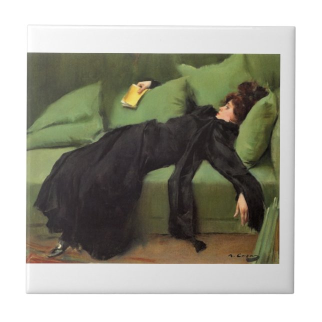 Dekadent junge Frau nach dem Tanz Fliese (Vorderseite)